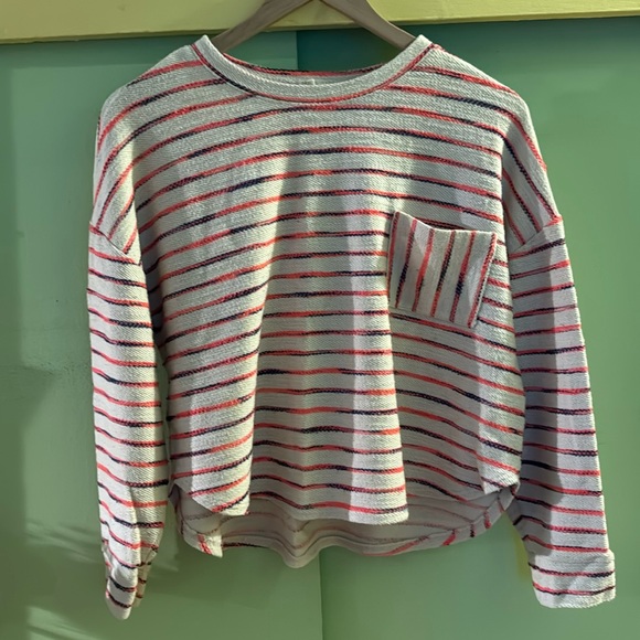 Lou & Grey Tops - Lou & Grey, tweed striped pocket shirt — XL